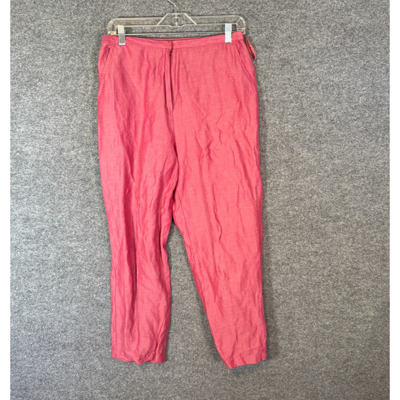 Eileen Fisher Pants Womens Medium Pink Salmon Linen Cropped Tapered Normcore - Picture 1 of 8
